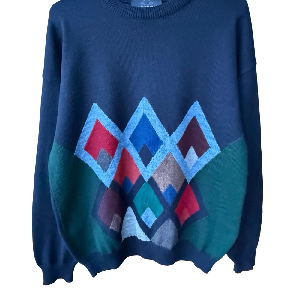 Vintage Made in Italy Il Granchio Men’s Wool Geometric Pattern Sweater Sz Large